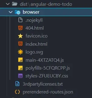 Angular 專案建置後的 dist 目錄