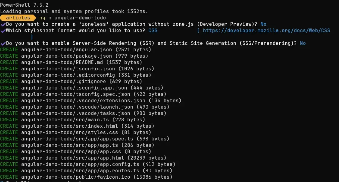 Angular CLI 建立專案時的互動式選項